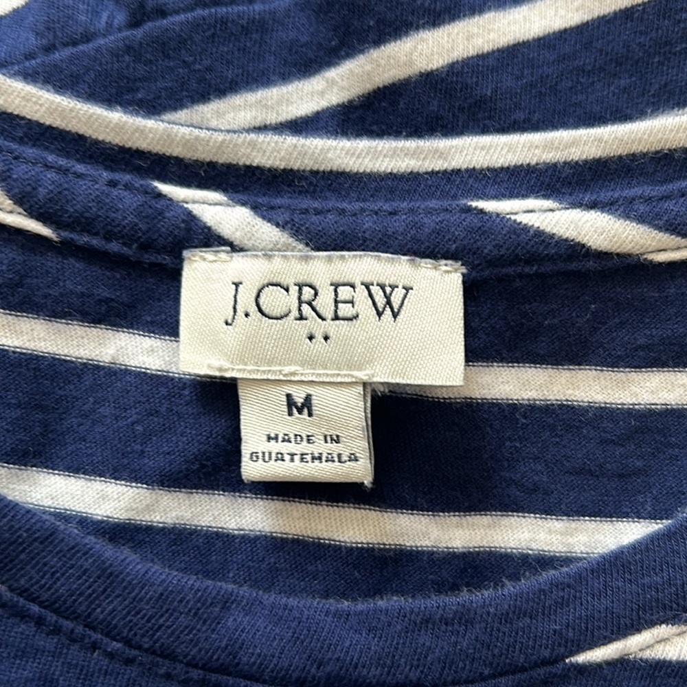 J. Crew Navy/White Striped Tiered Dress Sleeveless Knit Mini Nautical M - Picture 11 of 15